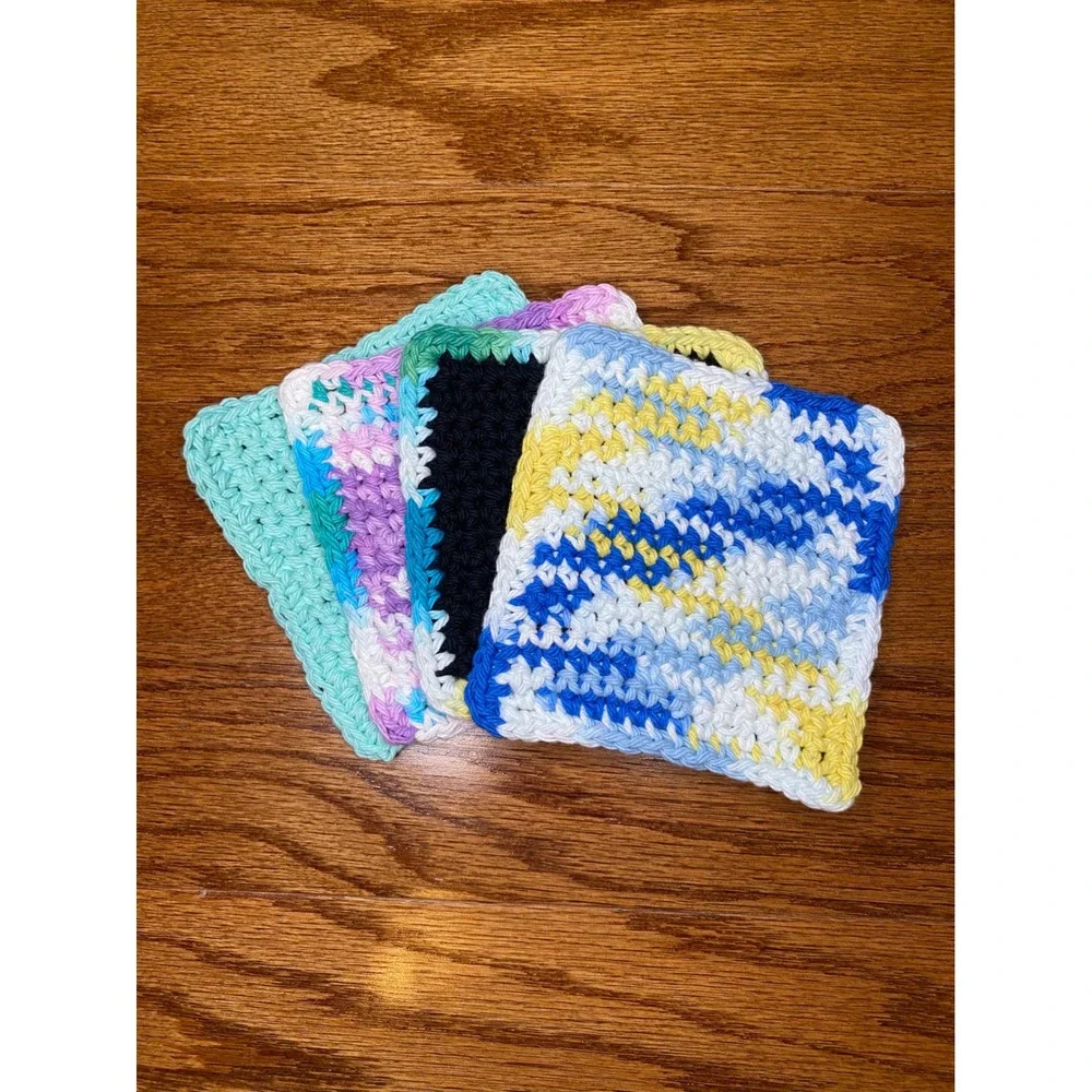 Set of 4 Handmade Crochet‎ Face Cloths